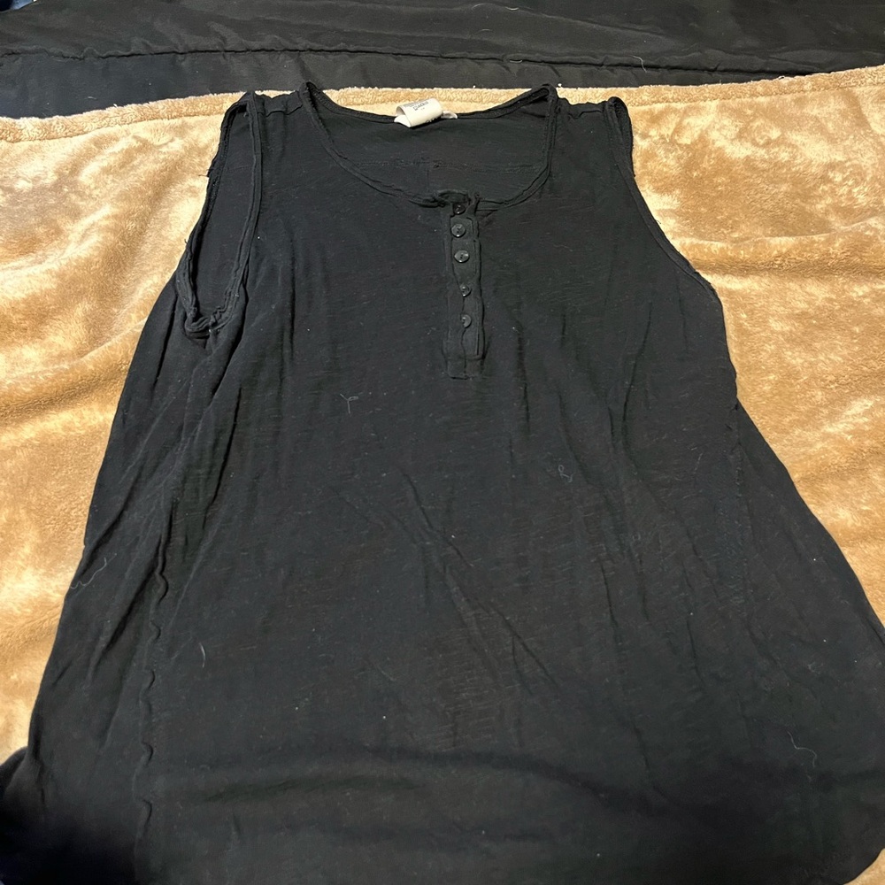 Time and Tru Black Buttoned Tank Top